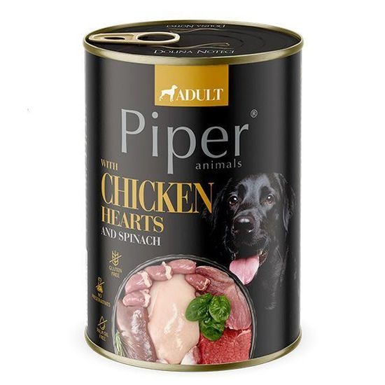 Piper NEW s kuřecími srdíčky a špenátem konzerva pro psy 400 g