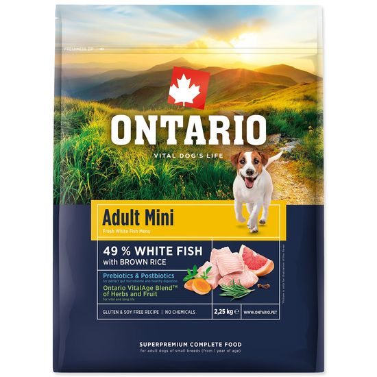 Ontario Krmivo Adult Mini Fish & Brown Rice 2,25kg