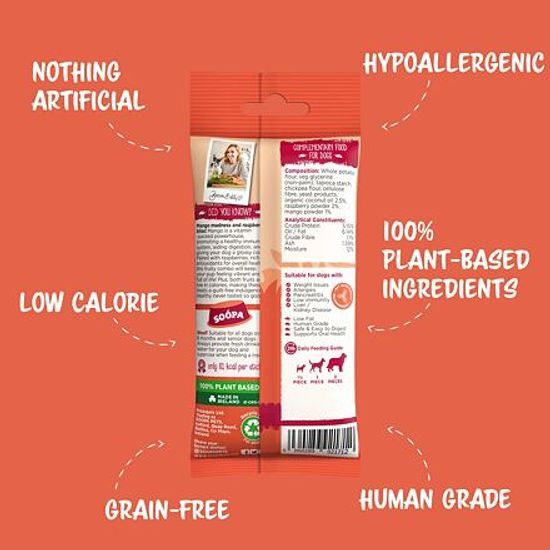 Soopa Pets Dentální tyčinky Soopa s mangem a malinou 100 g