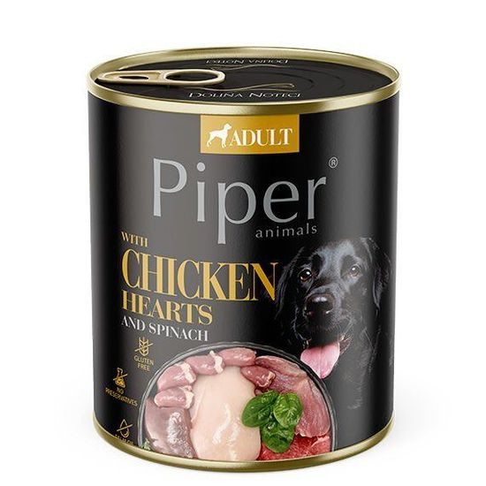 Piper NEW s kuřecími srdíčky a špenátem konzerva pro psy 800 g