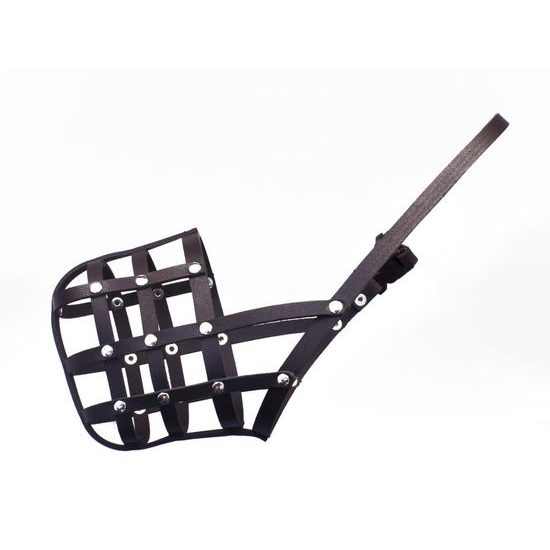 Bafpet Kožený náhubek pletený Černá