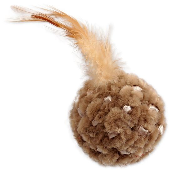 Magic Cat Hračka míček žinylkový s pírky a Catnip mix 14cm