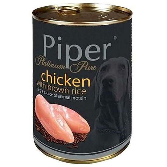 Piper PLATINUM PURE kuře s hnědou rýží konzerva pro psy 400 g