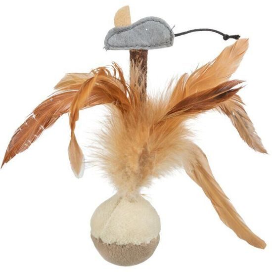 Trixie Squieky míček s peřím a myškou 15 cm
