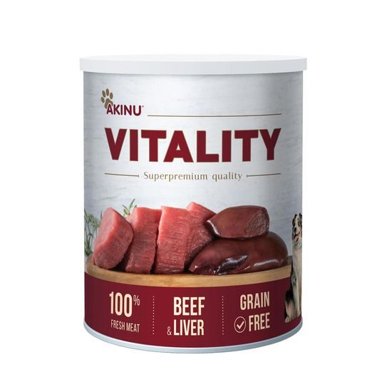 Akinu VITALITY Hovězí & játra mleté konzerva pro psy 800 g