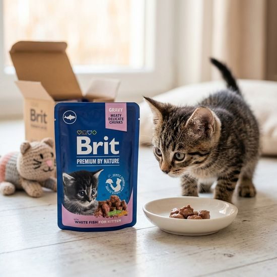 Brit Premium Cat Pouches White fish for Kitten 100g