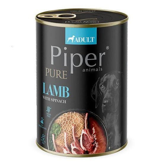 Piper NEW PURE čisté jehněčí a špenát konzerva pro psy 400 g