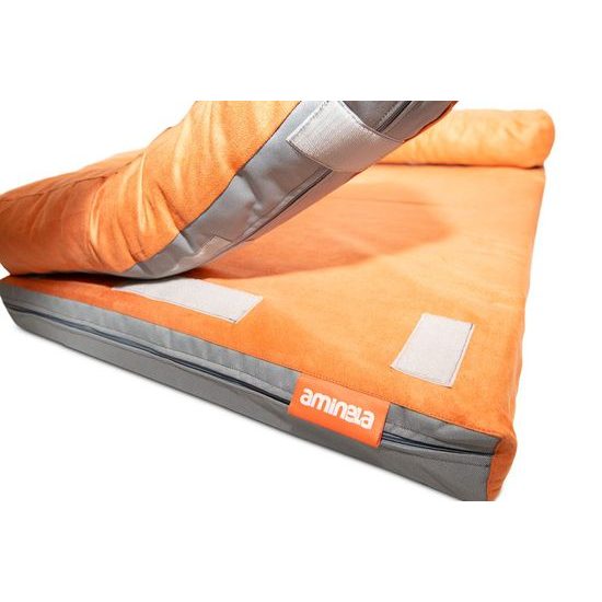 Aminela pelíšek s okrajem 120x80cm Half and Half oranžová/šedá