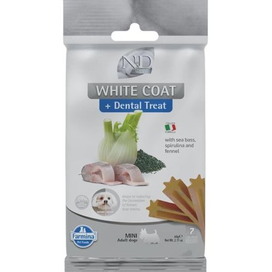 N&D WHITE Dog Dental Snack Sea Bass Mini 60 g