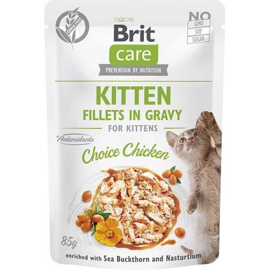 Brit Care Cat kapsička Fillets Gravy Kitten Choice Chicken 85 g