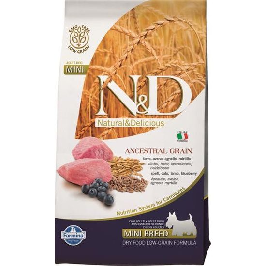 N&D ANCESTRAL GRAIN Dog LG Lamb, Spelt, Oats & Blueberry Adult Mini 2,5 kg