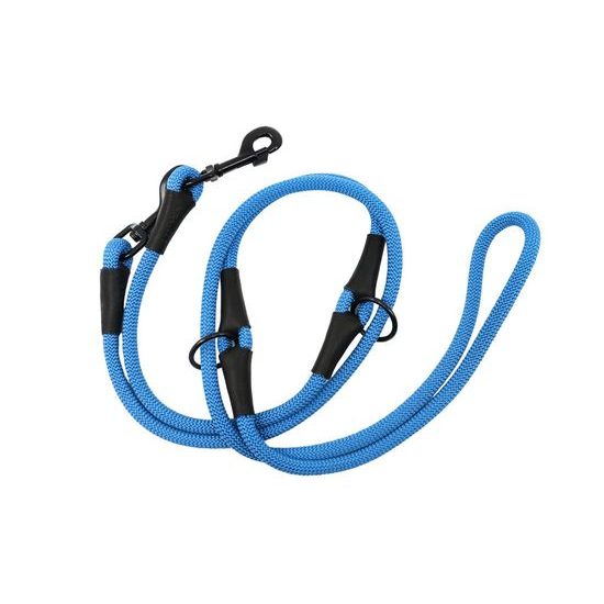 Aminela Vodítko lano s kůží přepínací černé kování modrá