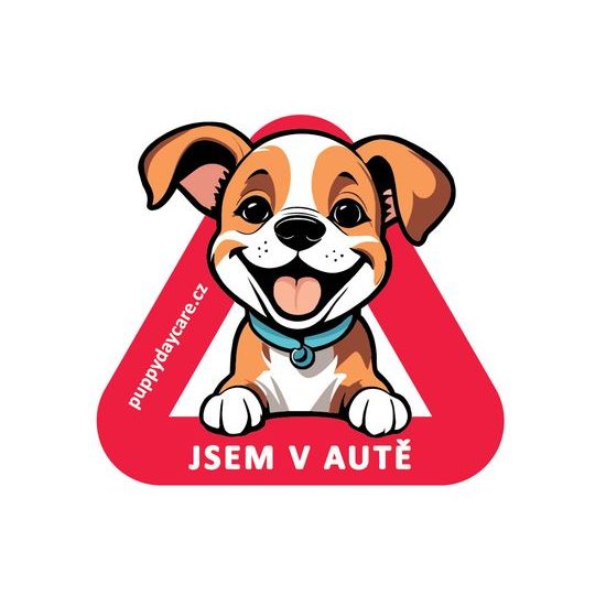 Samolepící trojúhelník Pes v autě