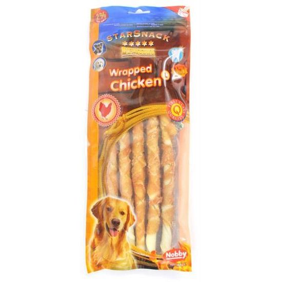 Nobby Buvolí tyčky bílé s kuřecím Nobby 25 cm