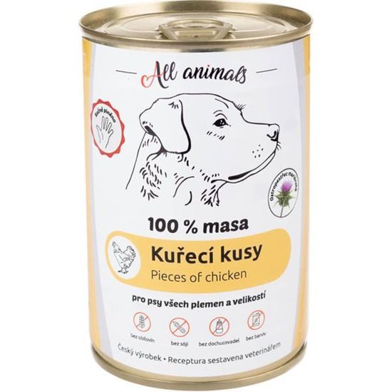 All Animals konzerva pro psy kuřecí kousky v kuřecím 400g