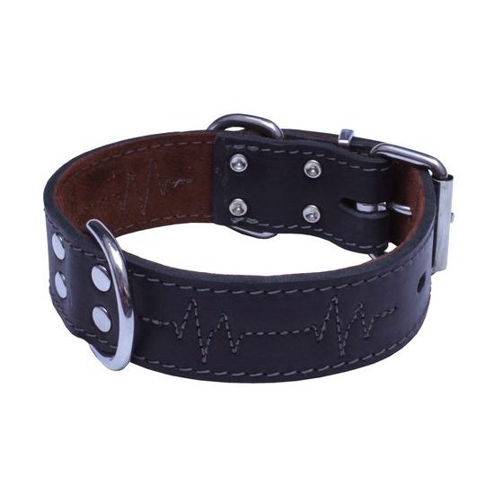 BAFPET Kožený obojek EKG černá