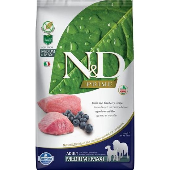 N&D PRIME Dog GF Lamb & Blueberry Adult Medium & Maxi 2,5 kg