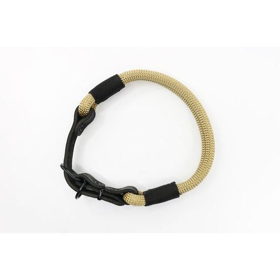 Aminela Obojek lano s kůží černé kování béžová