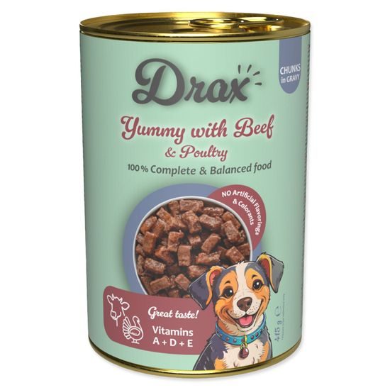 Drax Konzerva Adult s hovězím a drůbežím 415g