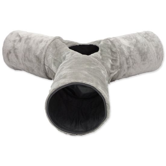 Magic Cat Tunel plyš tvar Y šustící šedý 80x80x25cm