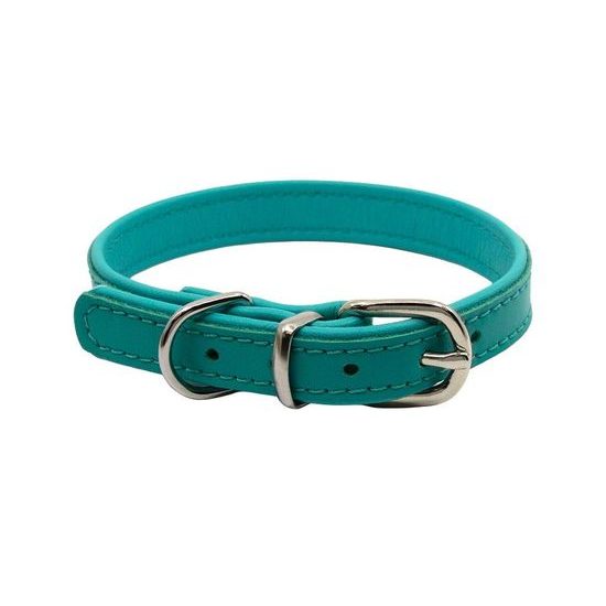BafPet Kožený obojek DENY hladký Tyrkysová