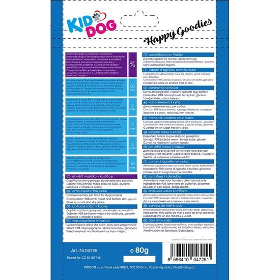 KidDog mini kostičky z jehněčího masíčka 80 g