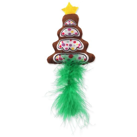 Magic cat Hračka Winter Tale vánoční stromeček s pírkem 15cm