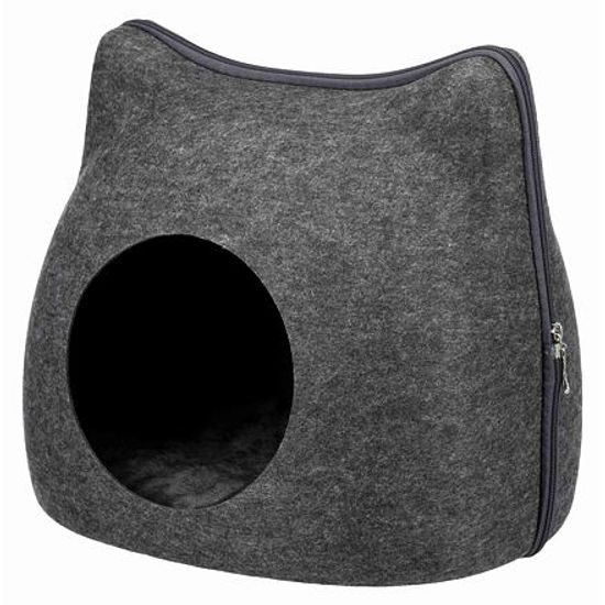 Trixie Plstěná jeskyně KOČKA 38x35x37cm tmavě šedá