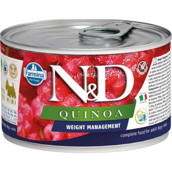 N&D QUINOA Dog konzerva Weight Management Lamb & Broccoli Mini 140 g