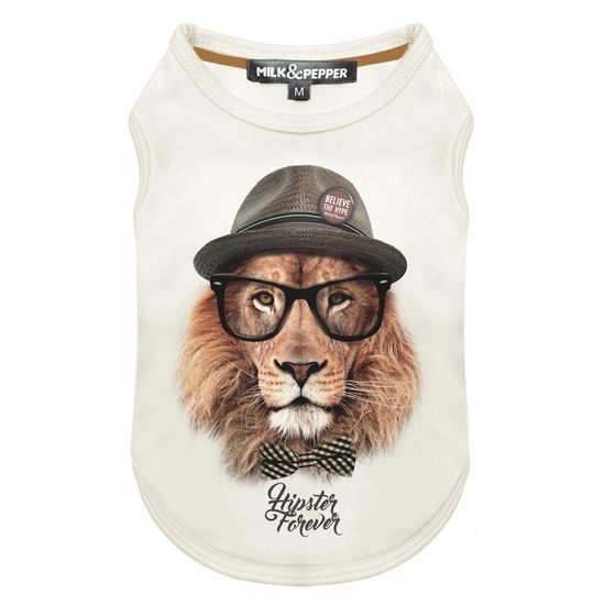 Milk&Pepper Tričko pro psa vzor lev bílé 15 cm