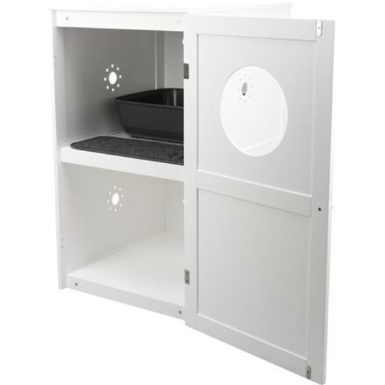 Trixie XL domek na kočičí toaletu 2 poličky MDF 53x90x58cm bílá