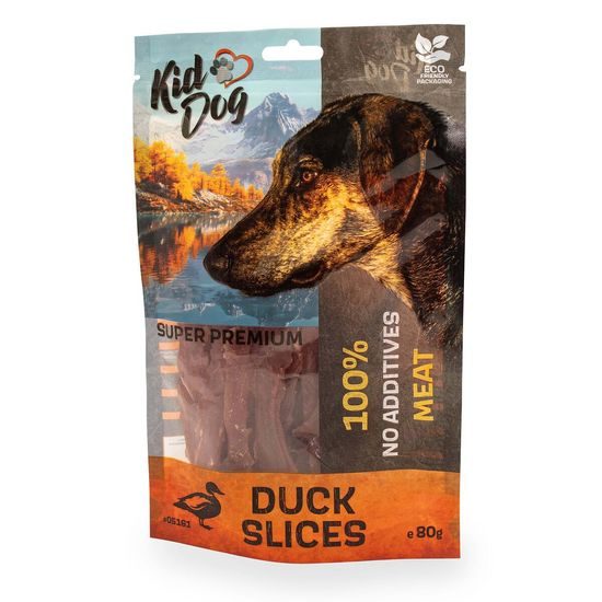 KidDog SUPER PREMIUM 100% kachní prsa bez aditiv proužky 80 g