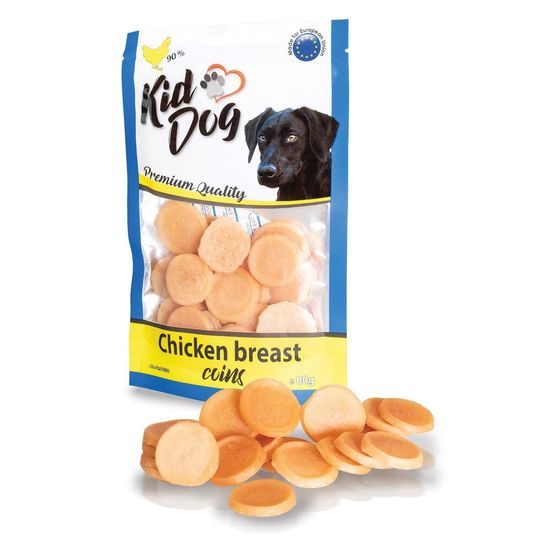 KidDog kuřecí mince z kuřecích prsou 80 g