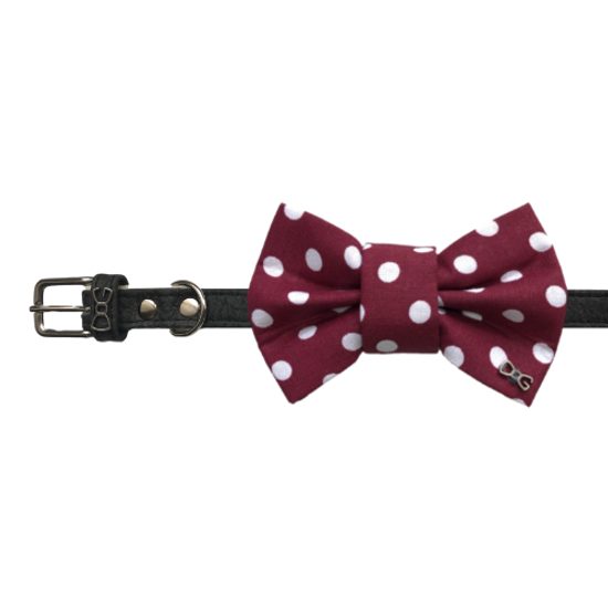 FUNKY DOG Bordó psí motýlek s puntíky