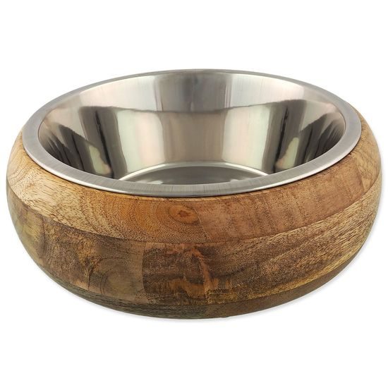 Dog fantasy Miska nerez v dřevě, zaoblená 400ml