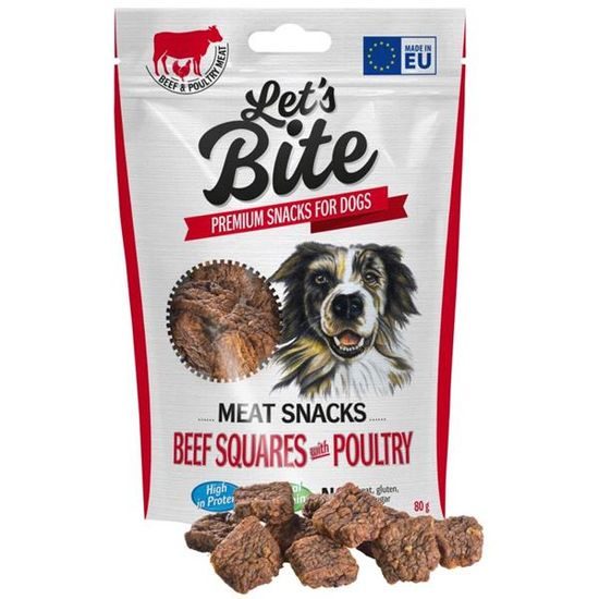 Brit Dog Let’s Bite Meat Snacks Beef Squares with Poultry 80 g
