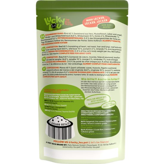 Lucky Lou Lifestage Adult s hovězím masem a divočákem 125 g