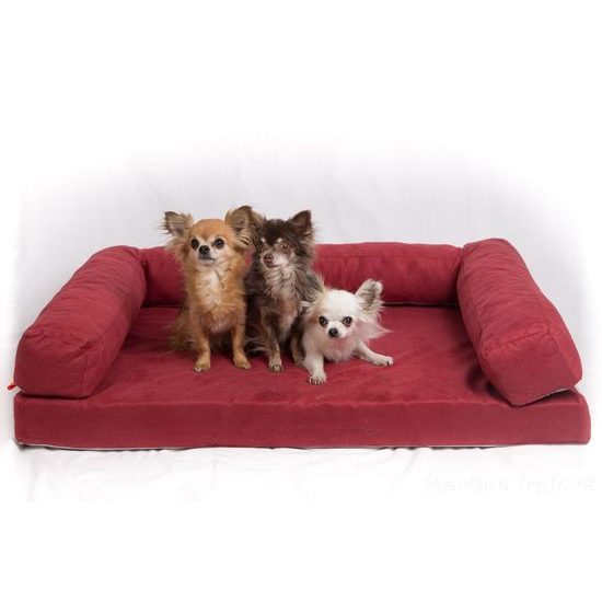 Aminela pelíšek s okrajem 80x60cm Half and Half červená/světle šedá