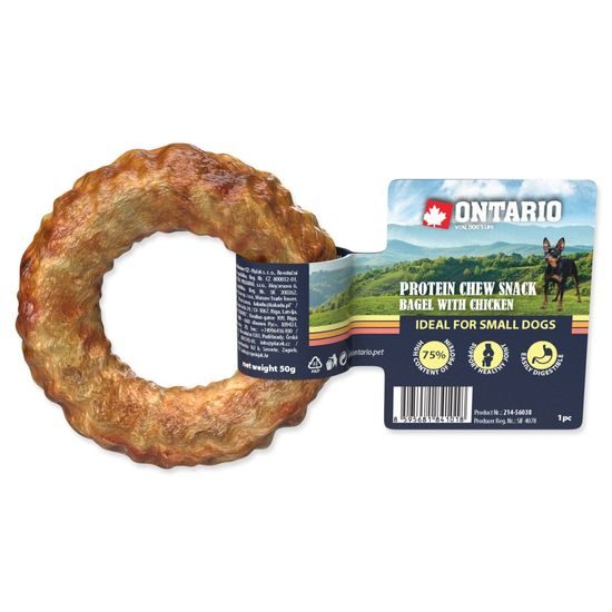 Ontario Pochoutka Protein kuře, žvýkací bagel 8,9cm