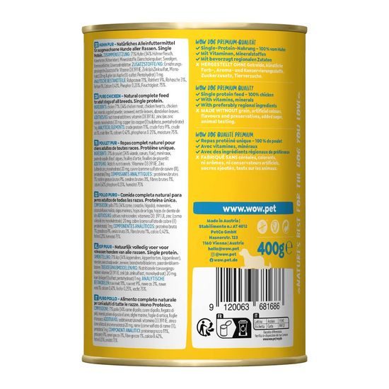 WOW Konzerva PUR Kuřecí monoprotein 400g