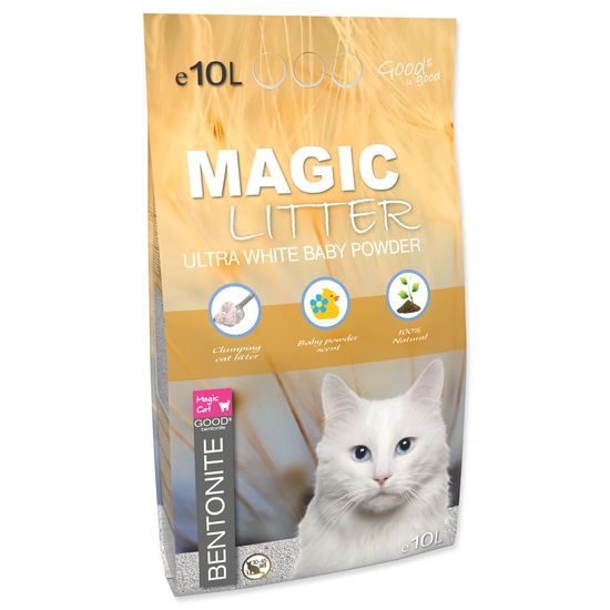 Magic Cat Kočkolit Magic Litter Bentonite Ultra White Baby Powder 10L/9kg