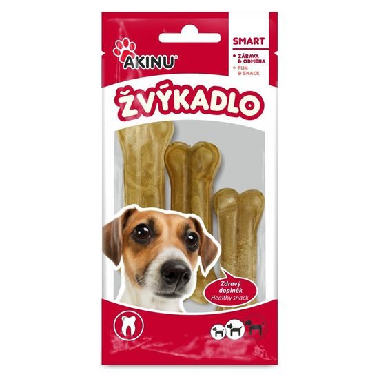 Akinu Kost z buvolí kůže přírodní pamlsek pro psy žvýkací 8 cm 3 ks