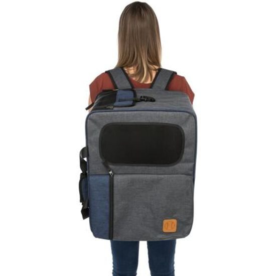 Trixie Batoh a nosítko TARA 2v1 25x38x50cm šedá/modrá (max 7kg)