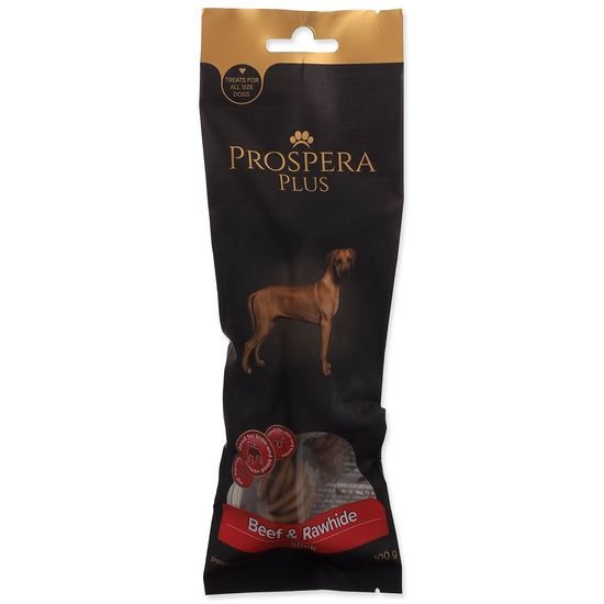 Prospera Plus Pochoutka Hovězí a surová kůže kroucená tyčinka 1ks 15cm