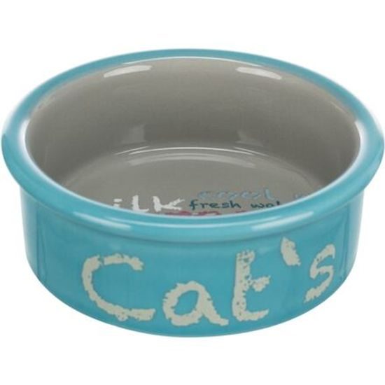 Trixie Set keramických misek se stojánkem 2x0,3l/ø12cm světle šedá/tmavě růžová/světle modrá