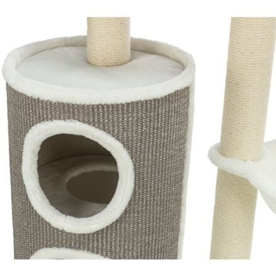 Trixie Škrabadlo DANTE 86cm válcová kukaň 2 lůžka míček bílá/khaki/šedá