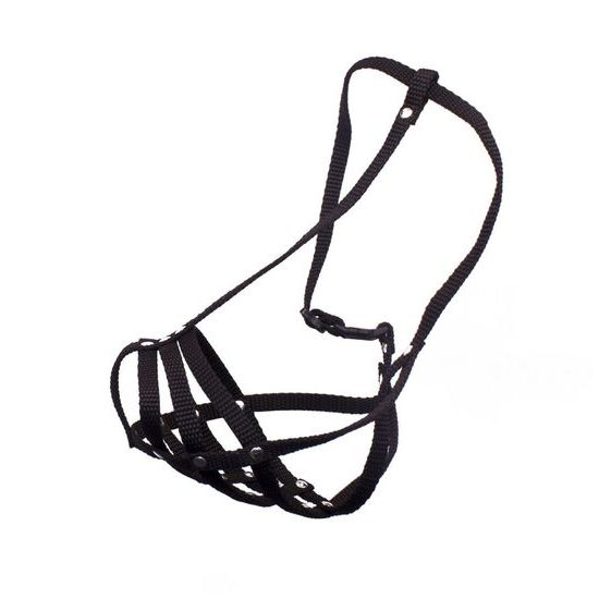 Bafpet Popruhový náhubek pletený Černá