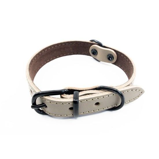 BafPet Kožený obojek ARGUS černé kování šedá