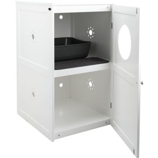 Trixie XL domek na kočičí toaletu 2 poličky MDF 53x90x58cm bílá