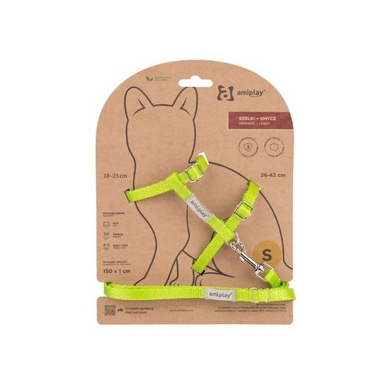 Amiplay Kšíry pro kočku s vodítkem Samba Neonově zelené